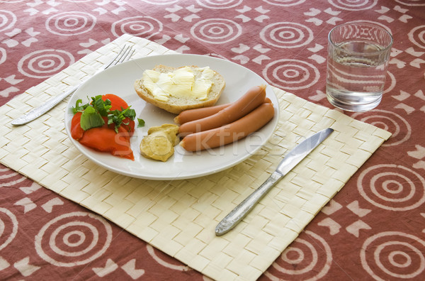 Almuerzo alimentos placa mesa cubiertos tela Foto stock © peterguess