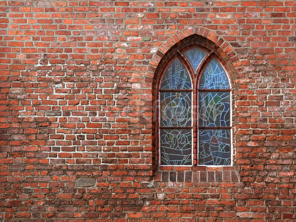 教会 ウィンドウ ステンドグラス レンガの壁 ストックフォト © peterguess