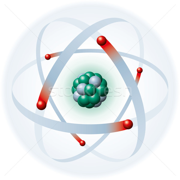 Atom nucleu ilustrare albastru electron coajă Imagine de stoc © PeterHermesFurian