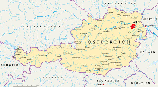 Austria político mapa Viena importante Foto stock © PeterHermesFurian
