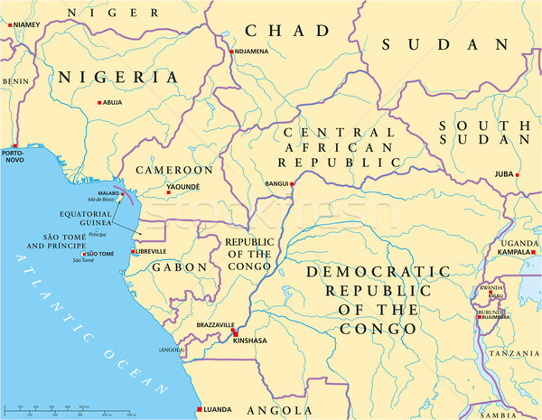 West Central Africa Political Map Stock photo © PeterHermesFurian