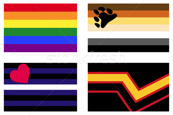 Orgulho bandeiras homossexual arco-íris bandeira tenha Foto stock © PeterHermesFurian