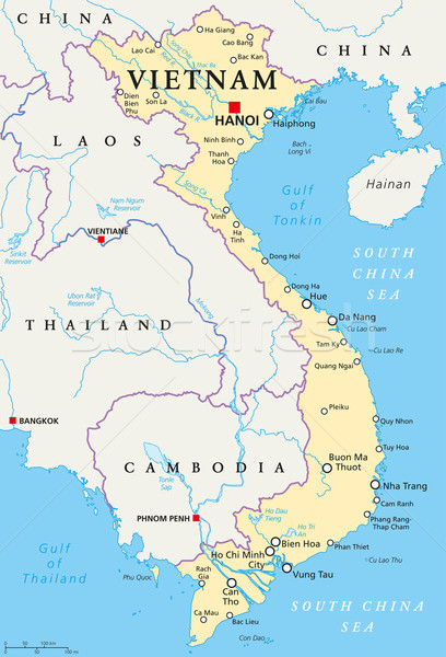 Vietnam político mapa importante ciudades Foto stock © PeterHermesFurian