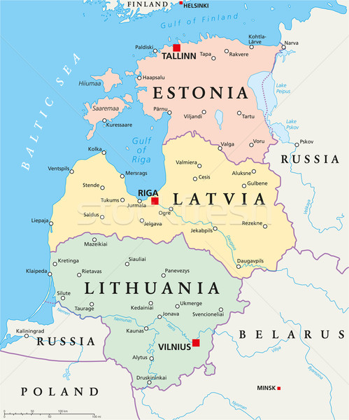 Politikai térkép Észtország Lettország Litvánia Tallinn Stock fotó © PeterHermesFurian
