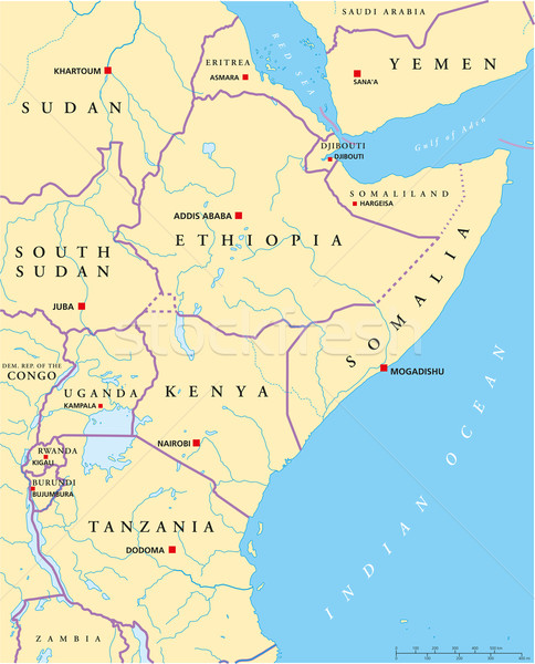 East Africa Political Map Stock photo © PeterHermesFurian