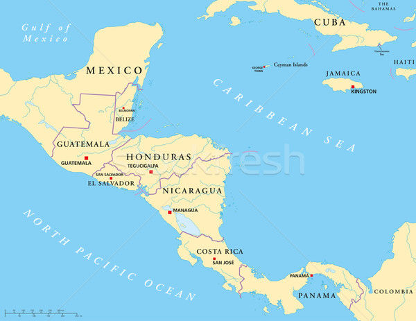 Central America Political Map Stock photo © PeterHermesFurian