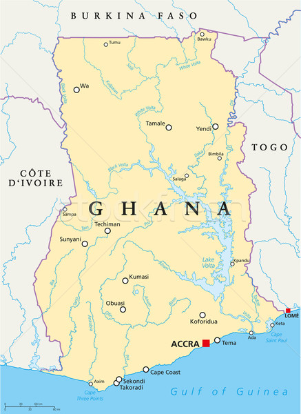 ガーナ 政治的 地図 重要 都市 ストックフォト © PeterHermesFurian