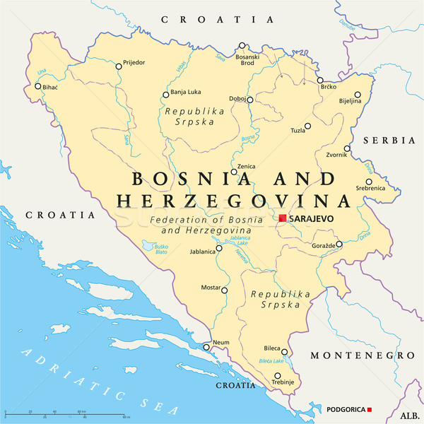 Bosnia And Herzegovina Political Map Stock photo © PeterHermesFurian