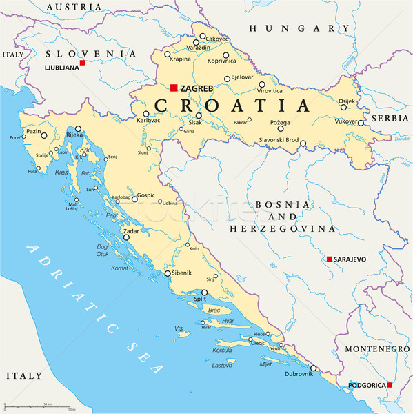 Croatia politic hartă Zagreb important Imagine de stoc © PeterHermesFurian