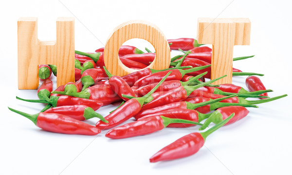 Chilies And HOT Wooden Letters Stock photo © PeterHermesFurian