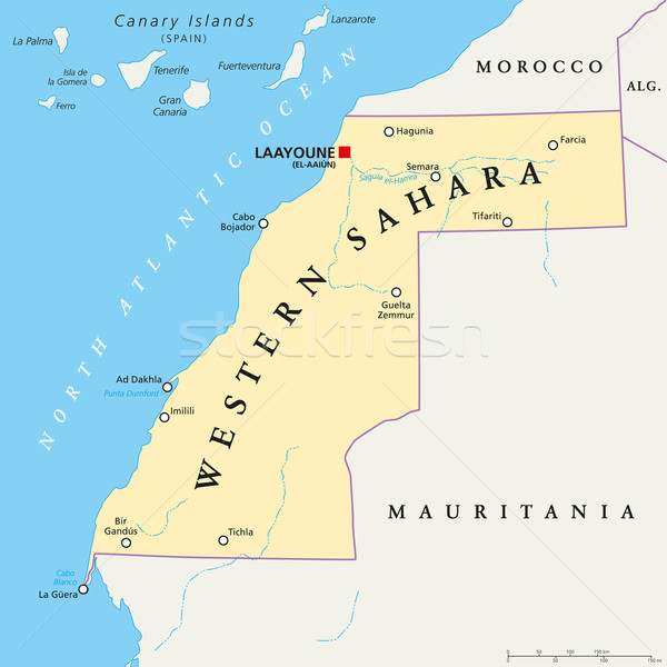 Westerse sahara politiek kaart belangrijk Stockfoto © PeterHermesFurian