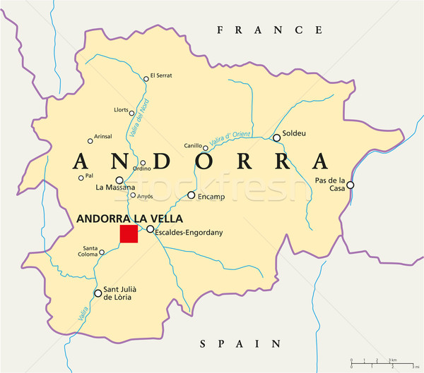 Andorra político mapa la importante Foto stock © PeterHermesFurian