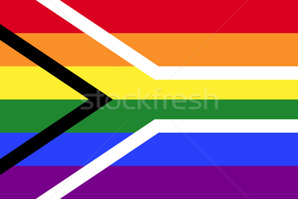 Gej duma banderą Południowej Afryki hybryda tęczy Zdjęcia stock © PeterHermesFurian