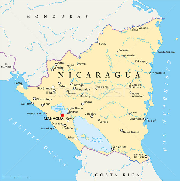 Nicaragua Political Map Stock photo © PeterHermesFurian
