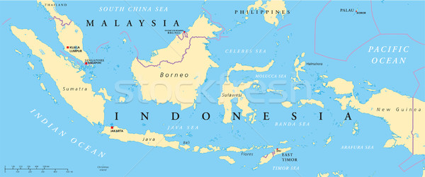 Malasia Indonesia político mapa Kuala Lumpur Jakarta Foto stock © PeterHermesFurian