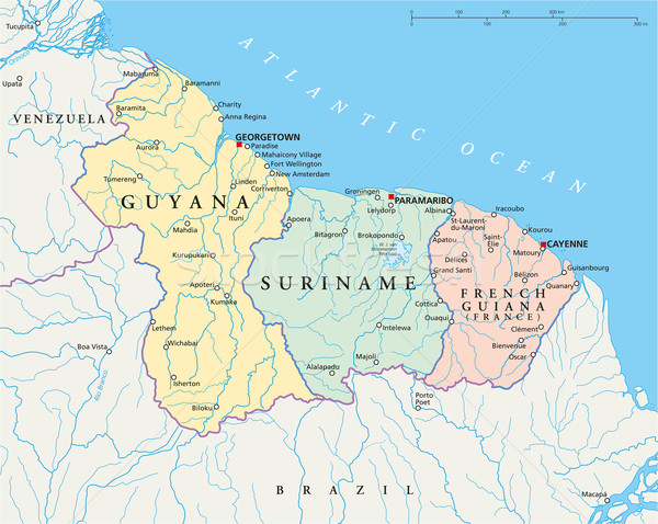 Guyane Suriname français politique carte cayenne [[stock_photo]] © PeterHermesFurian