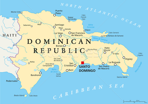 Dominikai Köztársaság politikai térkép keretek fontos városok Stock fotó © PeterHermesFurian