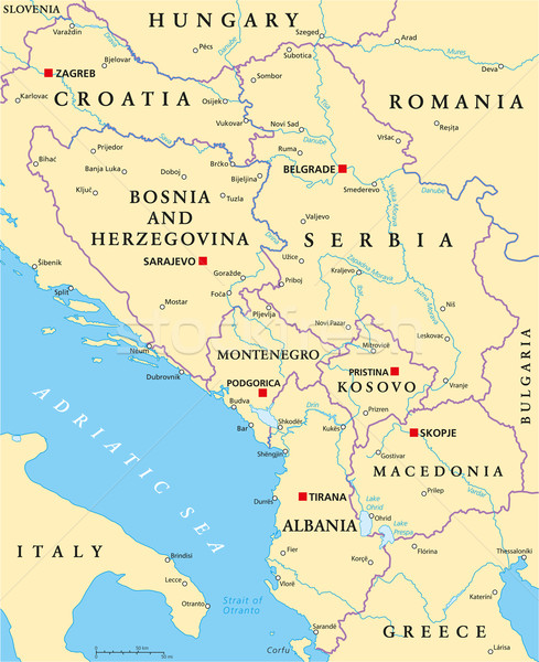 Central Balkan Political Map Stock photo © PeterHermesFurian