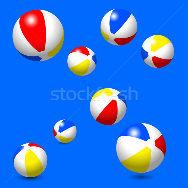 Nyolc klasszikus tengerpart golyók izolált kék Stock fotó © PeterHermesFurian