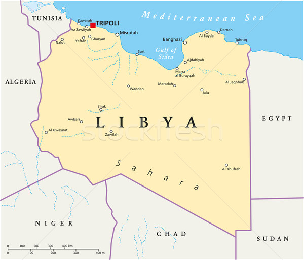 Stok fotoğraf: Libya · siyasi · harita · önemli · şehirler
