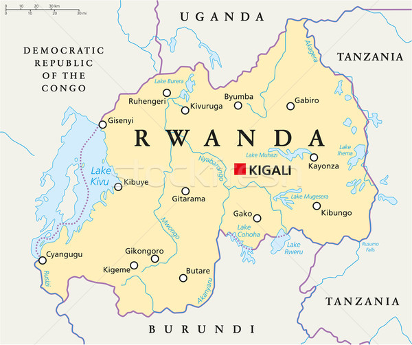 Rwanda Political Map Stock photo © PeterHermesFurian