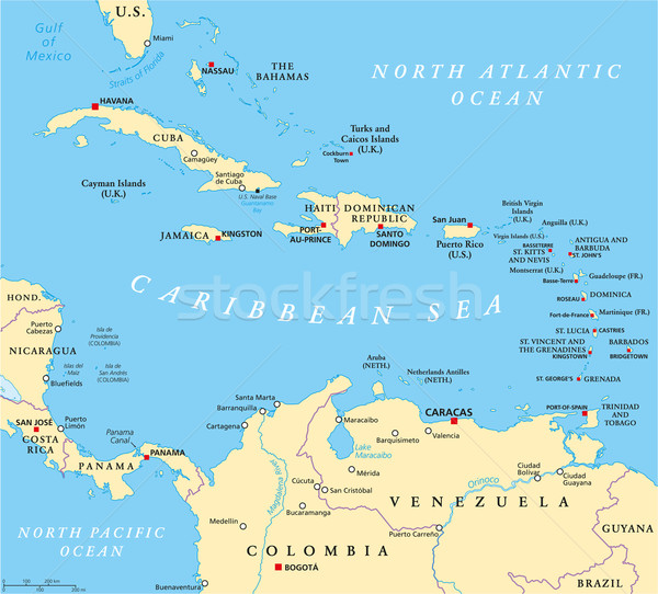 Caribbean Political Map Stock photo © PeterHermesFurian