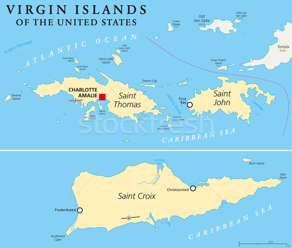 Egyesült Államok Virgin-szigetek politikai térkép csoport szigetek Stock fotó © PeterHermesFurian