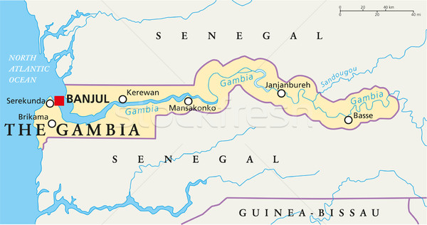 ガンビア 政治的 地図 重要 都市 ストックフォト © PeterHermesFurian