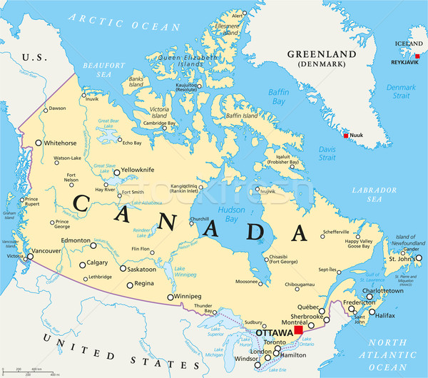 Canada politic hartă Ottawa important Imagine de stoc © PeterHermesFurian