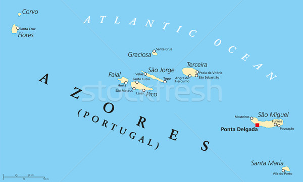 Azores Political Map Stock photo © PeterHermesFurian