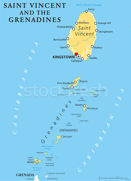 Saint Vincent and the Grenadines Political Map Stock photo © PeterHermesFurian