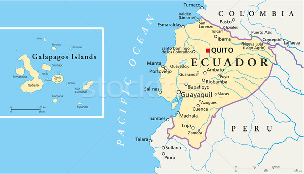 Ecuador and Galapagos Islands Political Map Stock photo © PeterHermesFurian