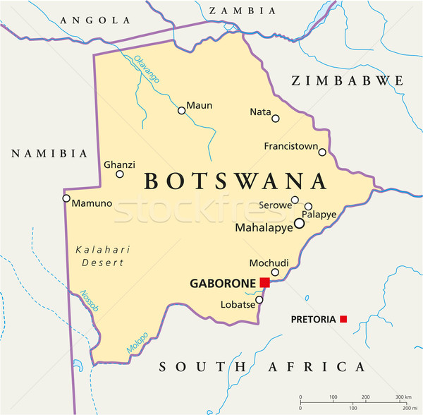 Botsvana siyasi harita önemli şehirler Stok fotoğraf © PeterHermesFurian