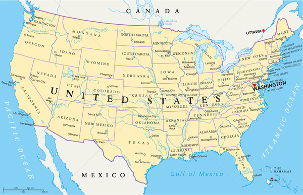 Vereinigte Staaten america politischen Karte Washington Grenzen Stock foto © PeterHermesFurian