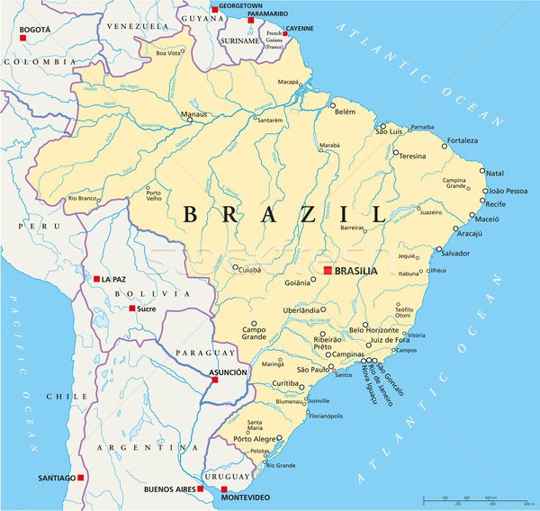 ブラジル 政治的 地図 重要 都市 ストックフォト © PeterHermesFurian