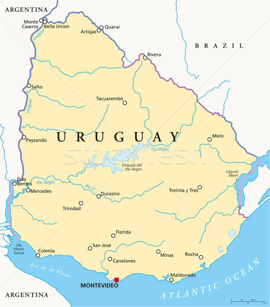 Uruguay politic hartă Montevideo important Imagine de stoc © PeterHermesFurian