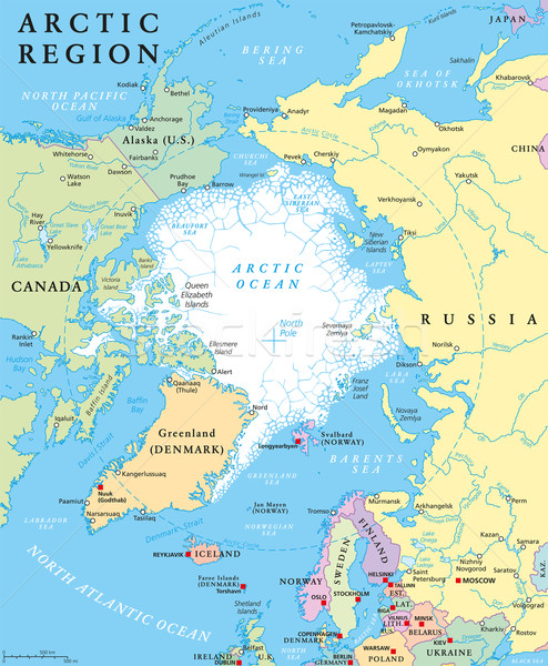 Arctic Region Political Map Stock photo © PeterHermesFurian