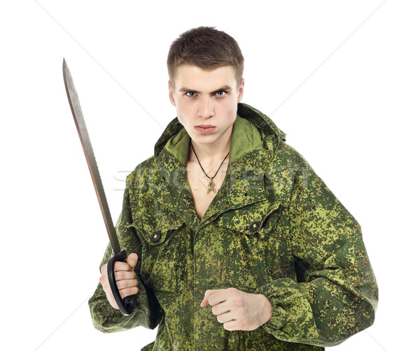 Military Man With Knife Stock photo © PetrMalyshev