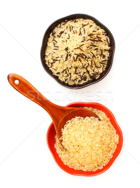 Bowls Of Raw Rice Stock photo © PetrMalyshev