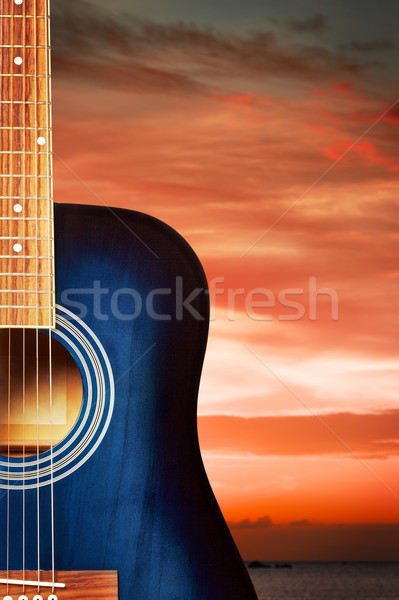Azul violão clássico natureza nuvens madeira Foto stock © PetrMalyshev