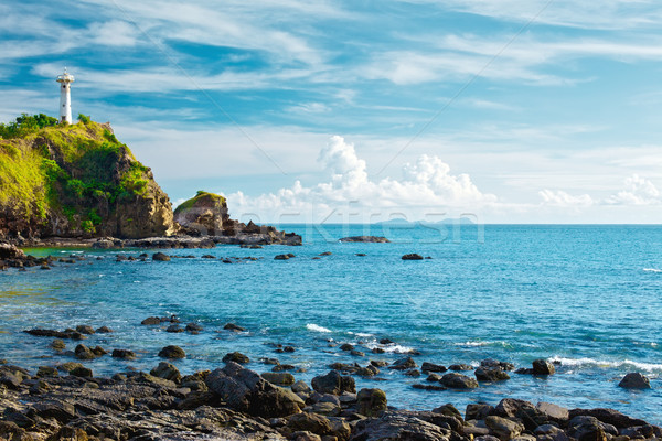 Vuurtoren klif krabi Thailand hemel water Stockfoto © PetrMalyshev