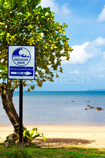 Tsunami ruta signo playa Tailandia mar Foto stock © PetrMalyshev
