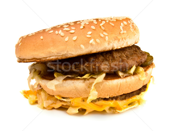 Stock fotó: Csúnya · kövér · szendvics · izolált · fehér · zöld