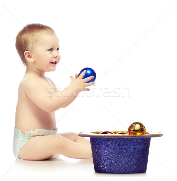 Baby With Chrismas Balls Stock photo © PetrMalyshev