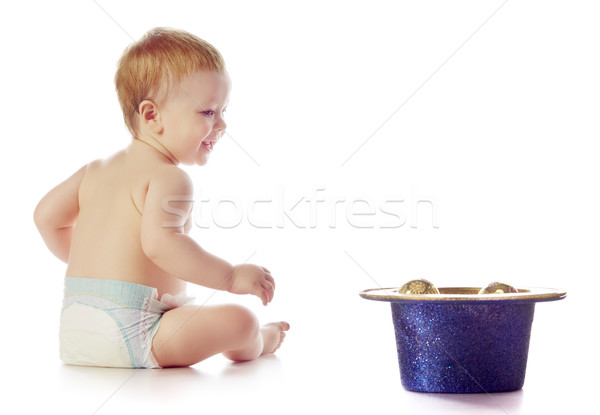 Baby With Chrismas Balls Stock photo © PetrMalyshev