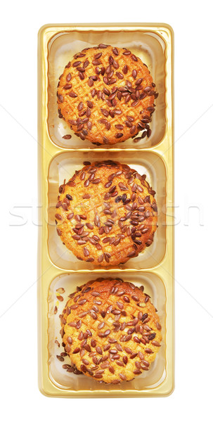 Stockfoto: Sesam · cookies · vers · plastic · pack · geïsoleerd