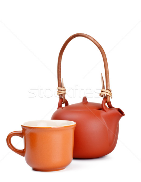 clay kettle and cup Stock photo © PetrMalyshev