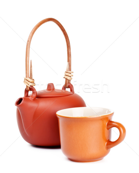 clay kettle and cup Stock photo © PetrMalyshev