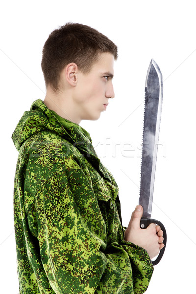 Military Man With Knife Stock photo © PetrMalyshev