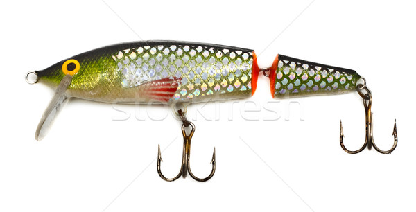 ストックフォト: プラスチック · 釣り · ルアー · 孤立した · 白 · 魚